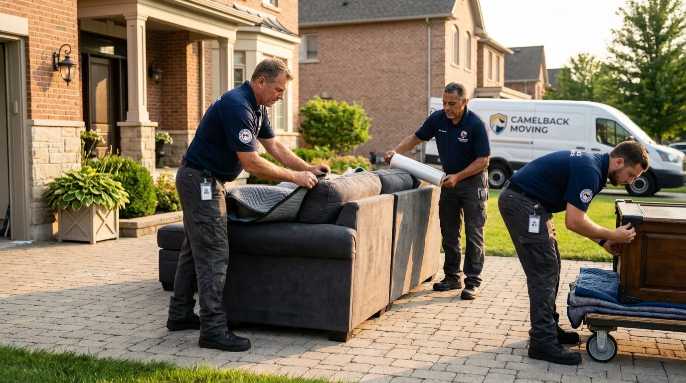 Large estate moving crew wrapping furniture in Sibley, LA