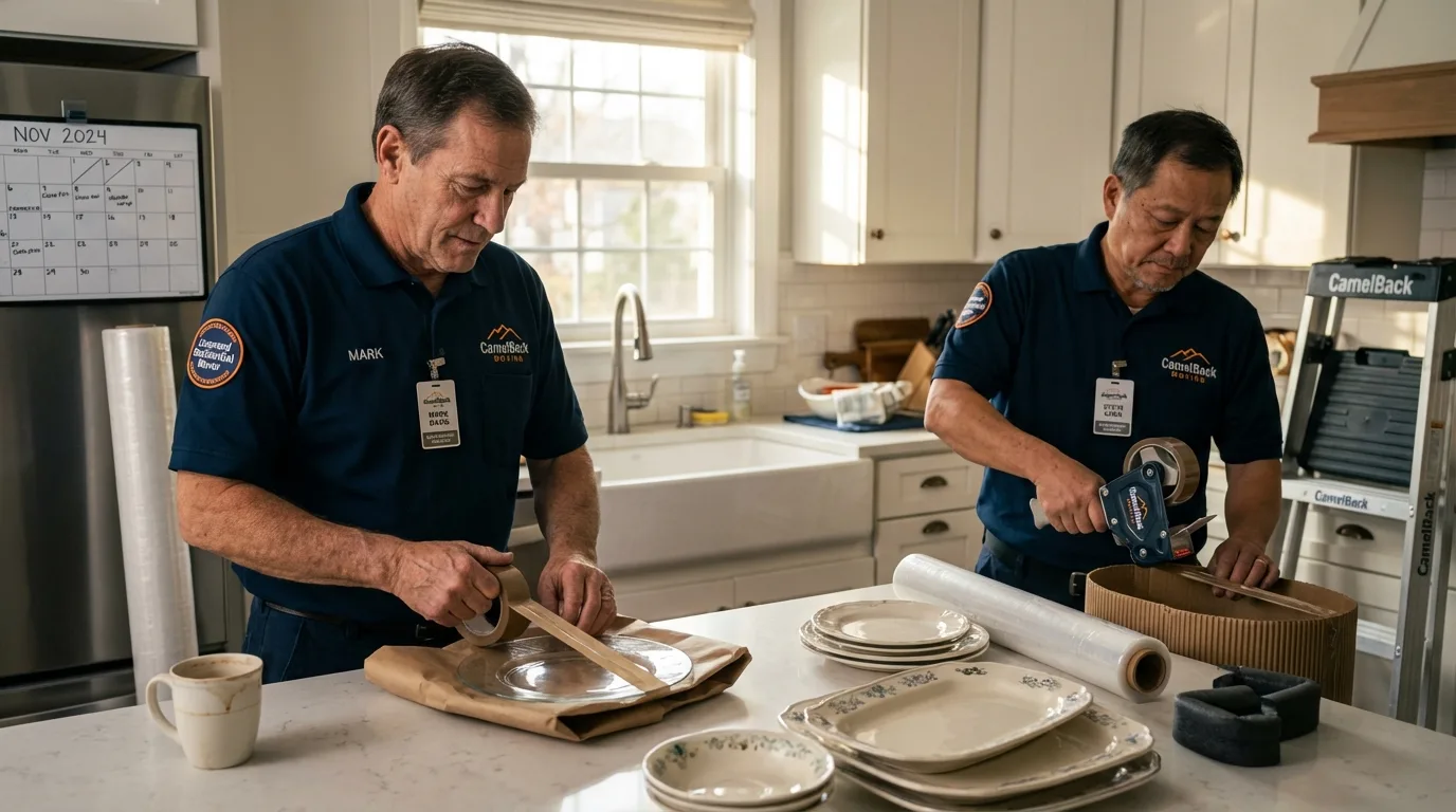 Professional crew packing kitchen dishware in Sibley, LA